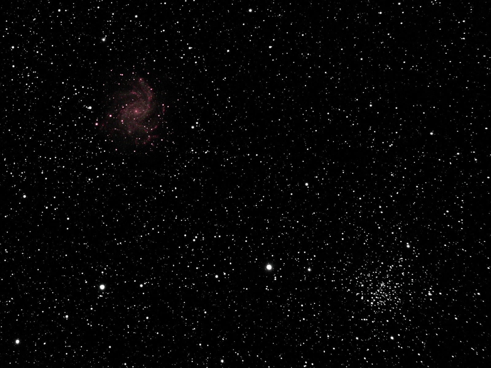 Fireworks Galaxy and Flying Geese Cluster